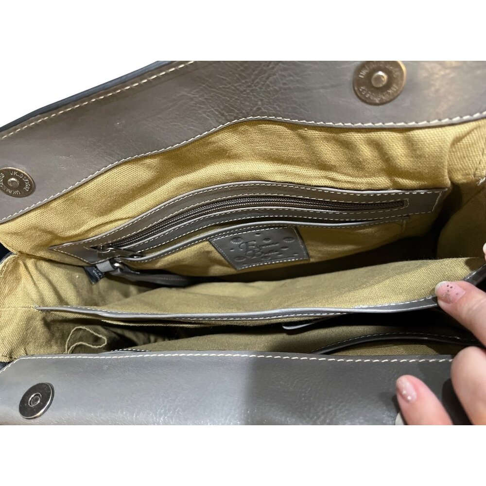 Firenze Bella RFID-Blocking Gray & Black Genuine Leather Shoulder Bag - Picture 4 of 8